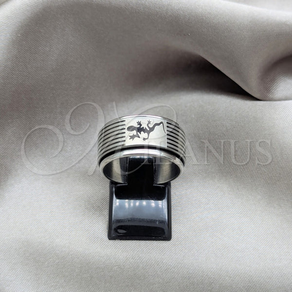 Stainless Steel Mens Ring, Flower Design, Polished, Steel Finish, 01.63.0671.11