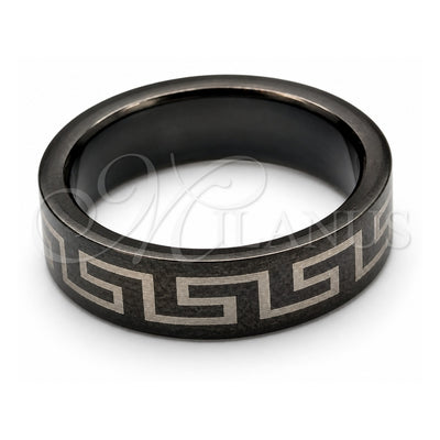 Stainless Steel Mens Ring, Black Polished, Black Rhodium Finish, 01.63.0672.05 (Size 5)