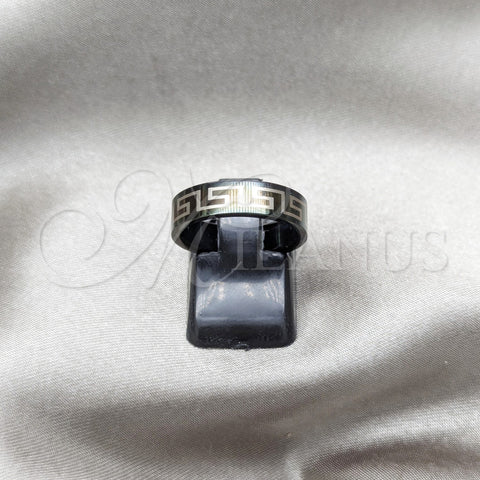 Stainless Steel Mens Ring, Black Polished, Black Rhodium Finish, 01.63.0672.05 (Size 5)