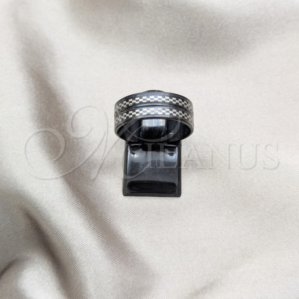 Stainless Steel Mens Ring, Black Enamel Finish, Black Rhodium Finish, 01.63.0673.08
