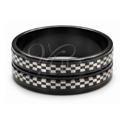 Stainless Steel Mens Ring, Black Polished, Black Rhodium Finish, 01.63.0673.08 (Size 8)