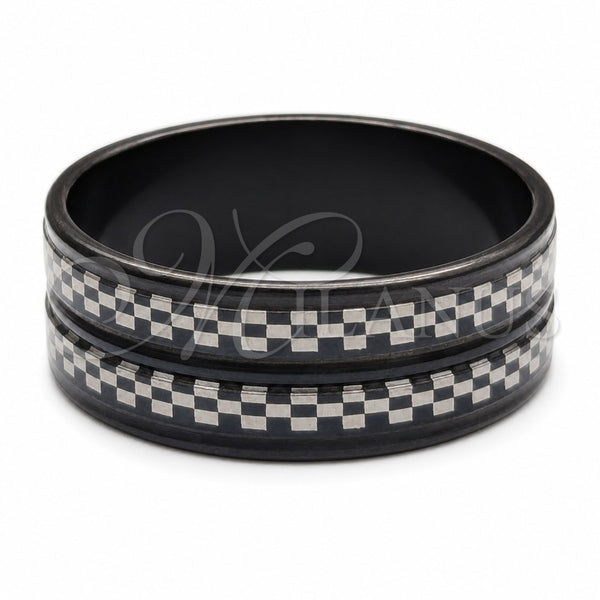 Stainless Steel Mens Ring, Black Polished, Black Rhodium Finish, 01.63.0673.08 (Size 8)