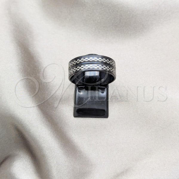 Stainless Steel Mens Ring, Black Polished, Black Rhodium Finish, 01.63.0673.08 (Size 8)