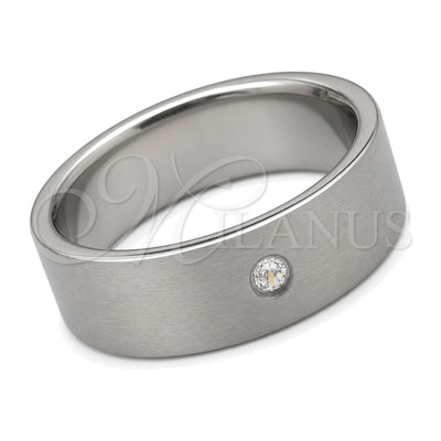 Stainless Steel Mens Ring, with White Crystal, Black Matte Finish, Steel Finish, 01.63.0674.05 (Size 5) for wholesale, main product view