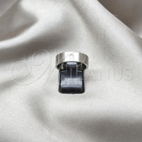 Stainless Steel Mens Ring, with White Crystal, Black Matte Finish, Steel Finish, 01.63.0674.05 (Size 5)