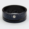 Stainless Steel Mens Ring, with White Crystal, Black Polished, Black Rhodium Finish, 01.63.0675.06 (Size 6)