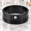 Stainless Steel Mens Ring, with White Crystal, Black Polished, Black Rhodium Finish, 01.63.0675.08 (Size 8)