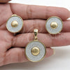 Stainless Steel Earring and Pendant Adult Set, Polished, Golden Finish, 10.63.0648