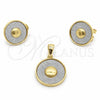 Stainless Steel Earring and Pendant Adult Set, Polished, Golden Finish, 10.63.0648