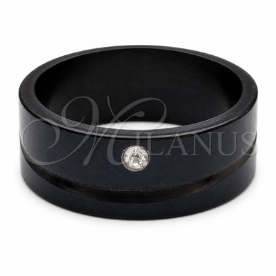 Stainless Steel Mens Ring, with White Crystal, Black Polished, Black Rhodium Finish, 01.63.0675.09 (Size 9) for wholesale, main product view