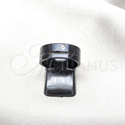 Stainless Steel Mens Ring, with White Crystal, Black Polished, Black Rhodium Finish, 01.63.0675.09 (Size 9)