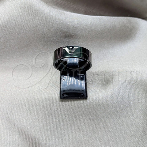 Stainless Steel Mens Ring, Black Polished, Black Rhodium Finish, 01.63.0676.08