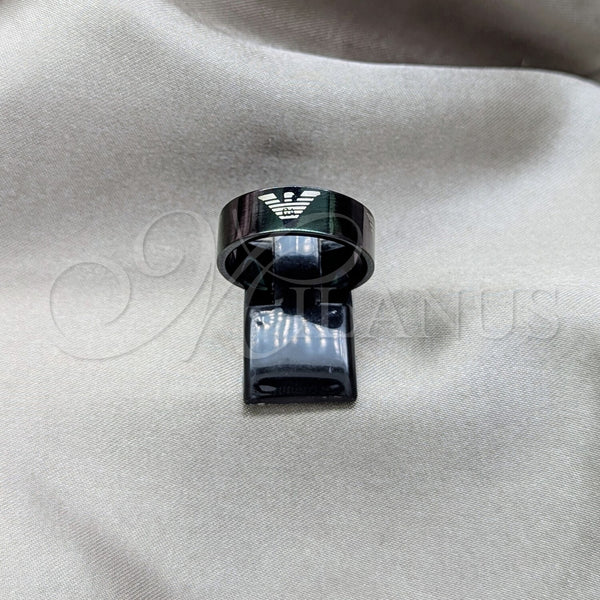 Stainless Steel Mens Ring, Black Polished, Black Rhodium Finish, 01.63.0676.08 (Size 8)