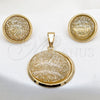 Stainless Steel Earring and Pendant Adult Set, Yellow Resin Finish, Golden Finish, 10.63.0652