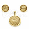 Stainless Steel Earring and Pendant Adult Set, Yellow Resin Finish, Golden Finish, 10.63.0652