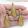 Stainless Steel Earring and Pendant Adult Set, Yellow Resin Finish, Golden Finish, 10.63.0655