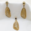 Stainless Steel Earring and Pendant Adult Set, Yellow Resin Finish, Golden Finish, 10.63.0655