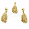 Stainless Steel Earring and Pendant Adult Set, Yellow Resin Finish, Golden Finish, 10.63.0655