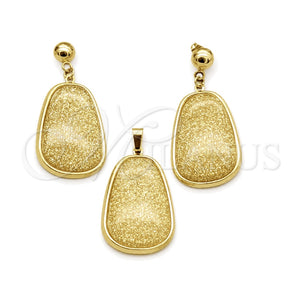 Stainless Steel Earring and Pendant Adult Set, Yellow Resin Finish, Golden Finish, 10.63.0656