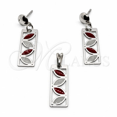 Stainless Steel Earring and Pendant Adult Set, Multicolor Enamel Finish, Steel Finish, 10.63.0658