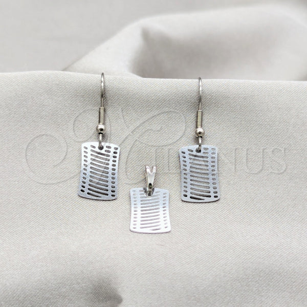 Stainless Steel Earring and Pendant Adult Set, Multicolor Polished, Steel Finish, 10.63.0661