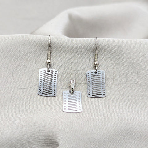 Stainless Steel Earring and Pendant Adult Set, Multicolor Polished, Steel Finish, 10.63.0661