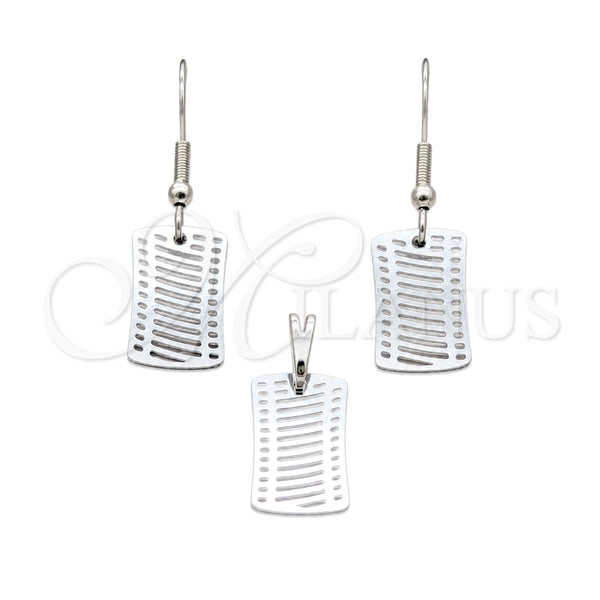 Stainless Steel Earring and Pendant Adult Set, Multicolor Polished, Steel Finish, 10.63.0661