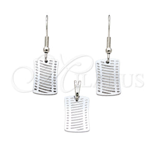 Stainless Steel Earring and Pendant Adult Set, Multicolor Polished, Steel Finish, 10.63.0661