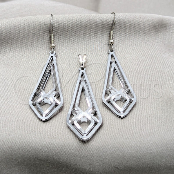 Stainless Steel Earring and Pendant Adult Set, Multicolor Polished, Steel Finish, 10.63.0662