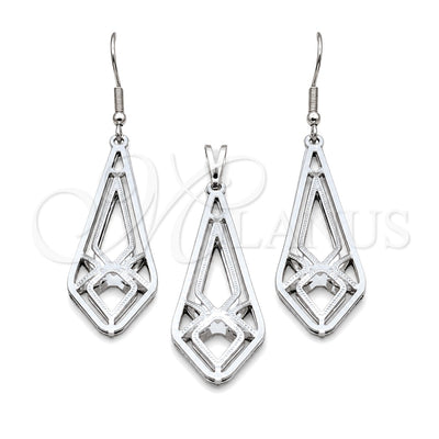 Stainless Steel Earring and Pendant Adult Set, Multicolor Polished, Steel Finish, 10.63.0662