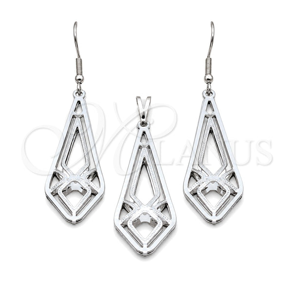 Stainless Steel Earring and Pendant Adult Set, Multicolor Polished, Steel Finish, 10.63.0662