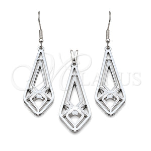 Stainless Steel Earring and Pendant Adult Set, Multicolor Polished, Steel Finish, 10.63.0662