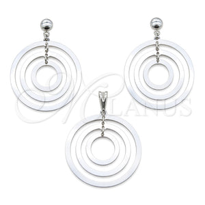 Stainless Steel Earring and Pendant Adult Set, Multicolor Polished, Steel Finish, 10.63.0663