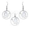 Stainless Steel Earring and Pendant Adult Set, Butterfly Design, Multicolor Polished, Steel Finish, 10.63.0664