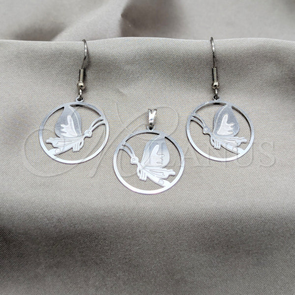 Stainless Steel Ring — Earring and Pendant Adult Set Butterfly Design Multicolor — main product view — SKU 161128 | Acero Inoxidable anillo — Earring and Pendant Adult Set mariposa diseño Multicolor — SKU 161128