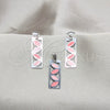 Stainless Steel Earring and Pendant Adult Set, Multicolor Enamel Finish, Steel Finish, 10.63.0665
