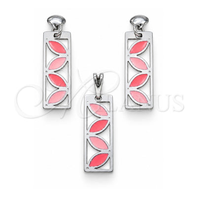 Stainless Steel Earring and Pendant Adult Set, Multicolor Enamel Finish, Steel Finish, 10.63.0665