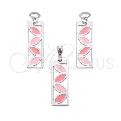 Stainless Steel Earring and Pendant Adult Set, Multicolor Enamel Finish, Steel Finish, 10.63.0665