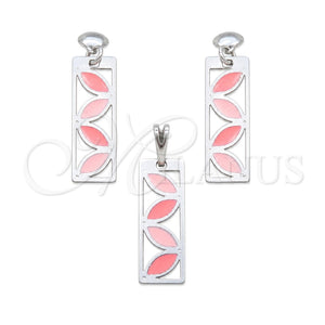 Stainless Steel Earring and Pendant Adult Set, Multicolor Enamel Finish, Steel Finish, 10.63.0665