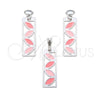 Stainless Steel Earring and Pendant Adult Set, Multicolor Enamel Finish, Steel Finish, 10.63.0665