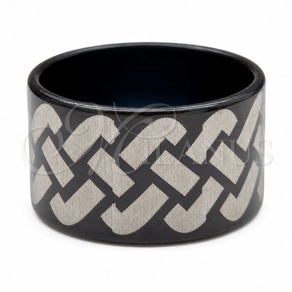 Stainless Steel Mens Ring, Polished, Black Rhodium Finish, 01.63.0677.06 (Size 6)