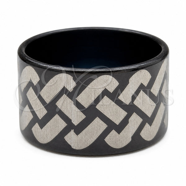 Stainless Steel Mens Ring, Polished, Black Rhodium Finish, 01.63.0677.06 (Size 6)