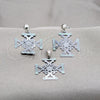 Stainless Steel Earring and Pendant Adult Set, Flower Design, Green Enamel Finish, Steel Finish, 10.63.0668