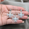 Stainless Steel Earring and Pendant Adult Set, Red Enamel Finish, Steel Finish, 10.63.0670