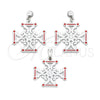 Stainless Steel Earring and Pendant Adult Set, Red Enamel Finish, Steel Finish, 10.63.0670