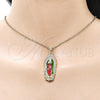 Oro Laminado Religious Pendant, Gold Filled Style Guadalupe Design, with White Cubic Zirconia, Polished, Tricolor, 05.210.0012