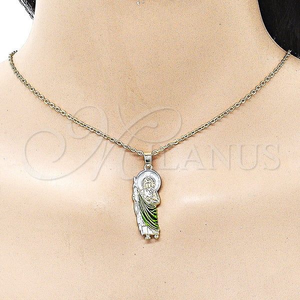 Gold Filled Pendant — Religious Pendant San Judas Design Polished Tricolor 05. — alternate product view — SKU 161148 | Oro Laminado dije — Religious Pendant San Judas diseño pulido Tricolor 05. — SKU 161148