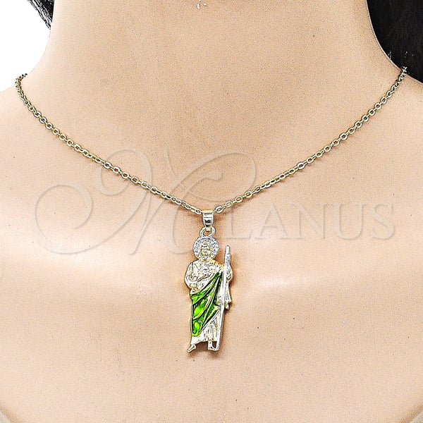 Gold Filled Pendant — Religious Pendant San Judas Design Polished Tricolor 05. — alternate product view — SKU 161149 | Oro Laminado dije — Religious Pendant San Judas diseño pulido Tricolor 05. — SKU 161149