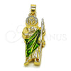 Oro Laminado Religious Pendant, Gold Filled Style San Judas Design, Polished, Tricolor, 05.210.0015