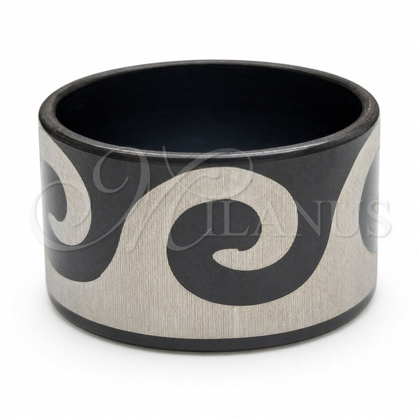 Stainless Steel Mens Ring, Polished, Black Rhodium Finish, 01.63.0679.06 (Size 6)